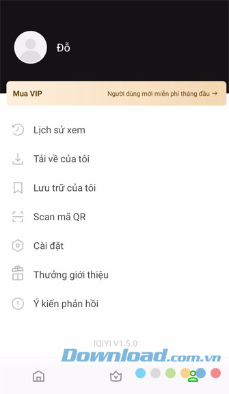 Tài khoản sau khi đăng nhập