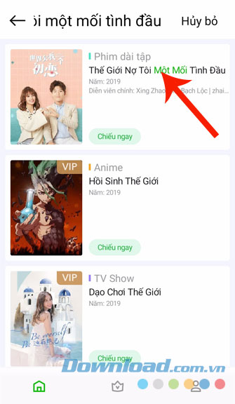 Gõ tên bộ phim và tìm kiếm