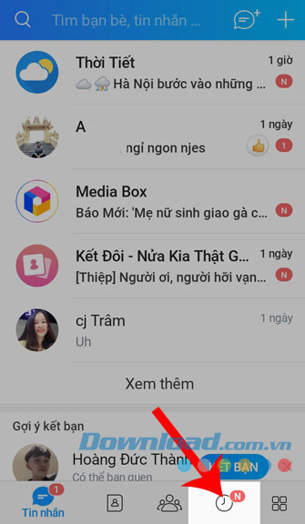 Nhấn vào biểu tượng Đồng hồ