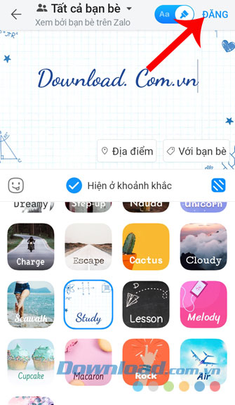 Viết nội dung và ấn nút Đăng