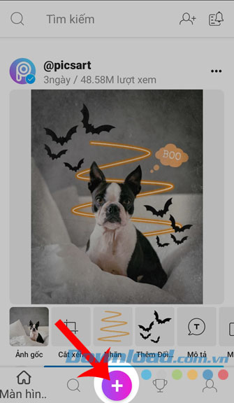 Nhấn vào biểu tượng dấu cộng