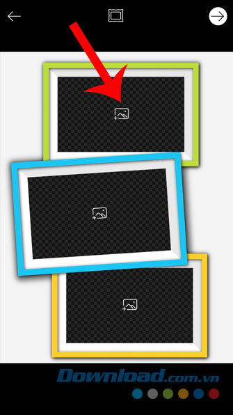 Nhấn vào dấu cộng trong khung ảnh