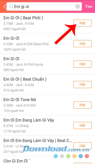 Bấm nút Hát