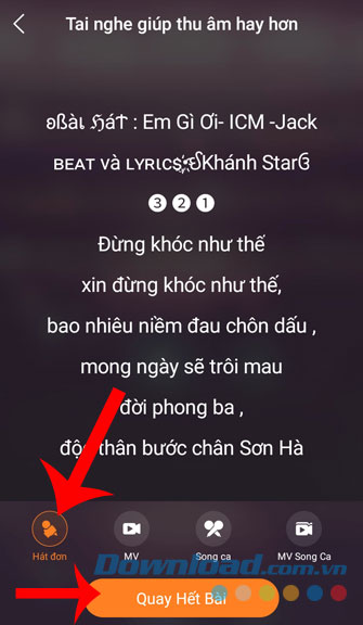 Chọn hình thức biểu diễn và ấn nút Quay hết bài