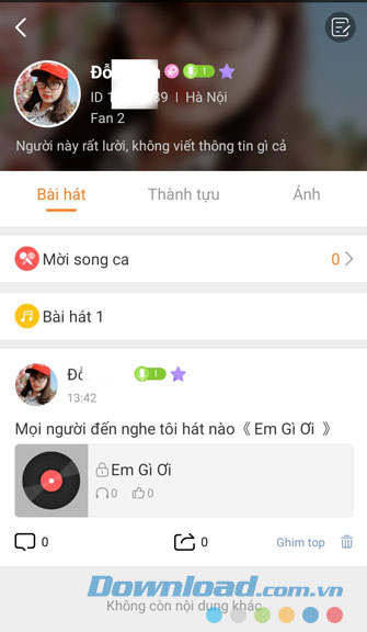 Bản thu âm được chia sẻ lên dòng thời gian 