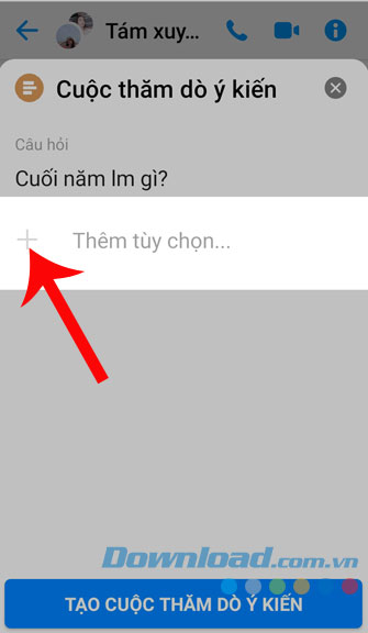 Nhấn vào phía dấu cộng