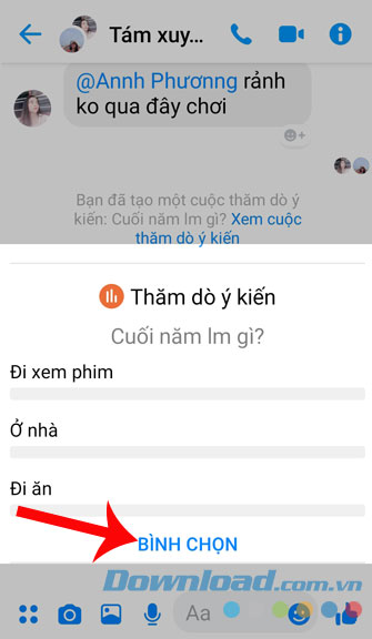 Ấn vào Bình chọn