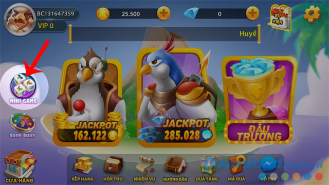 Nhấn vào biểu tượng mini game