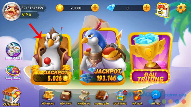 Nhấn vào mục JackPot