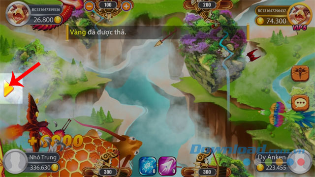 Nhấn vào biểu tượng hình tam giác