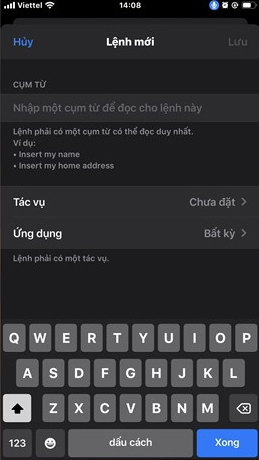 Tạo thêm khẩu lệnh mới 