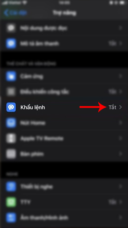 Chọn vào Khẩu lệnh