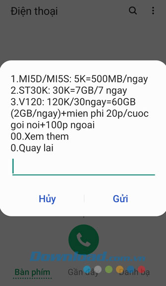 Tất cả gói cước khuyến mãi được hiện lên