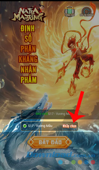 Ấn vào mục Nhập chọn