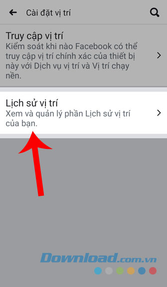 Nhấn vào mục Lịch sử vị trí