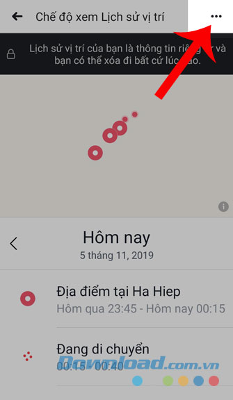 Ấn vào mục dấu ba chấm