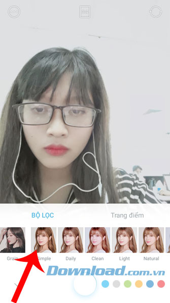 Nhấn vào mục Bộ lọc