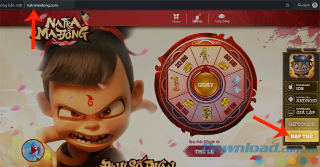 Truy cập vào trang web và ấn nút Nạp thẻ