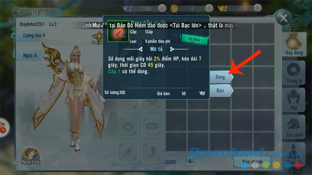 Ấn Dùng để sử dụng vật phẩm