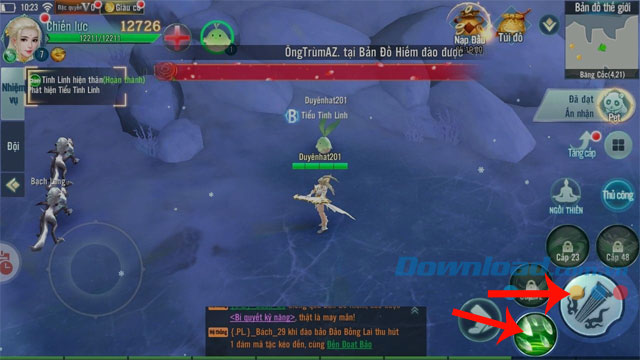 Ấn vào biểu tượng vũ khí và tính năng