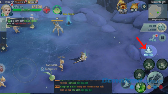 Nhấn vào biểu tượng ngồi thiền