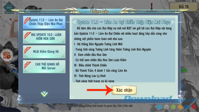 Ấn nút Xác nhận