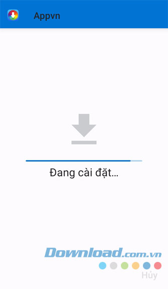 Đợi để cài đặt kho ứng dụng về điện thoại
