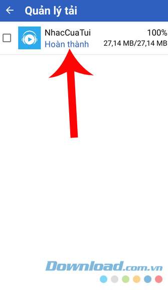 Nhấn vào ứng dụng khi hoàn thành quá trình tải