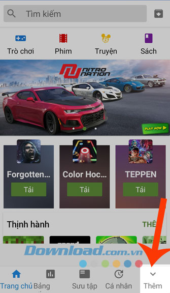 Nhấn vào mục Thêm