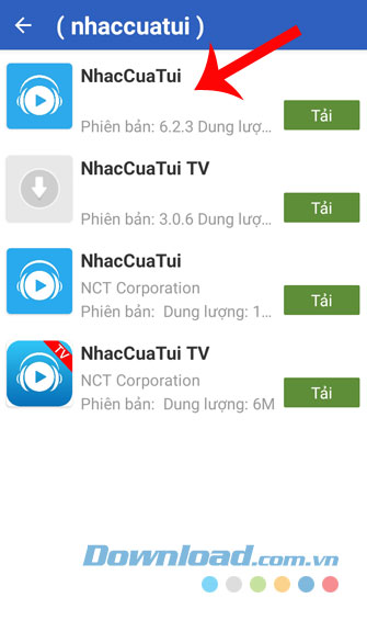 Ấn vào ứng dụng cần tải
