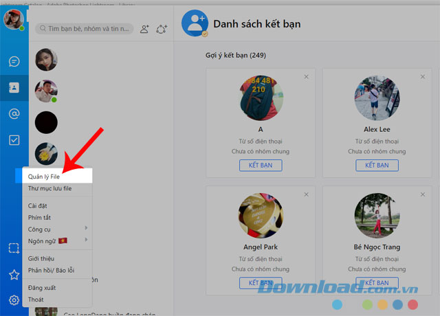 Nhấn vào mục Quản lý File