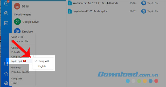 Cài đặt ngôn ngữ