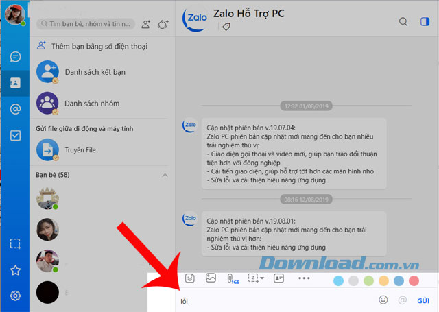 Nhập thông tin về lỗi và ấn Gửi