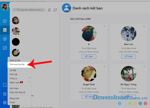 Ấn vào mục Thư mục lưu trữ file