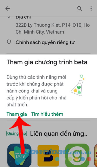 Nhấn Tham gia