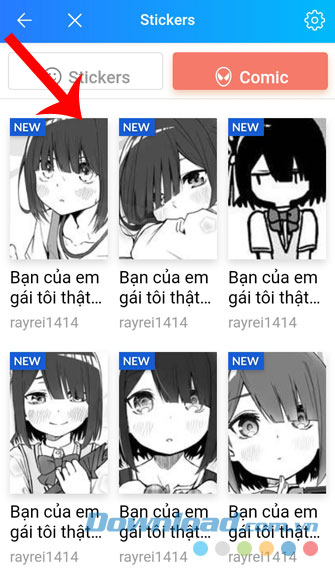 Nhấn vào tên truyện tranh 