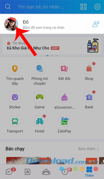 Vào trang cá nhân