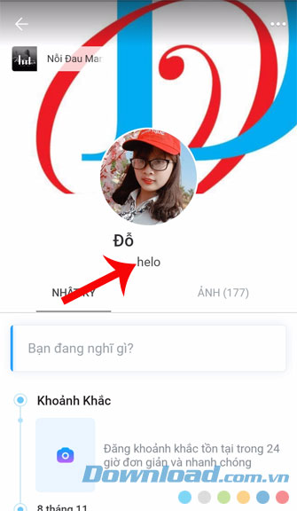 Lời giới thiệu được hiện thị trên Trang cá nhân