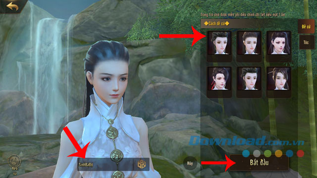 Chọn khuôn mặt và kiểu tóc, đặt tên