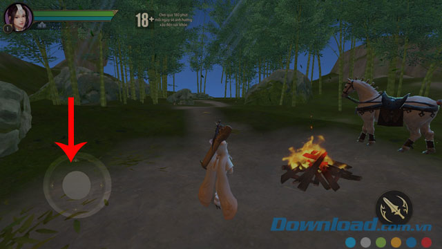 Ấn và kéo nút điều khiển