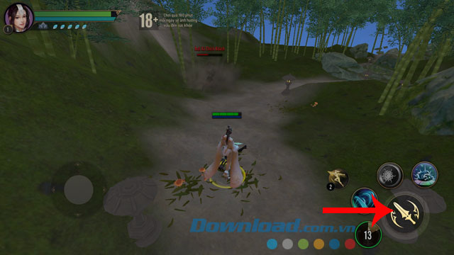 Ấn vào biểu tượng thanh kiếm