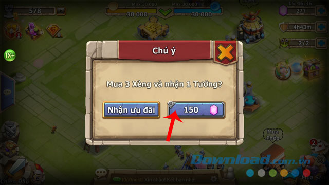 Nhấn vào nút có chứa giá tiền