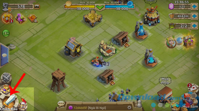 Ấn vào biểu tượng thanh kiếm