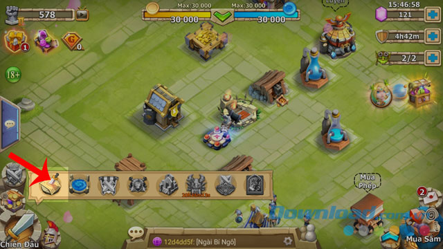 Ấn vào biểu tượng có chiếc dao đâm xuống tấm bản đồ