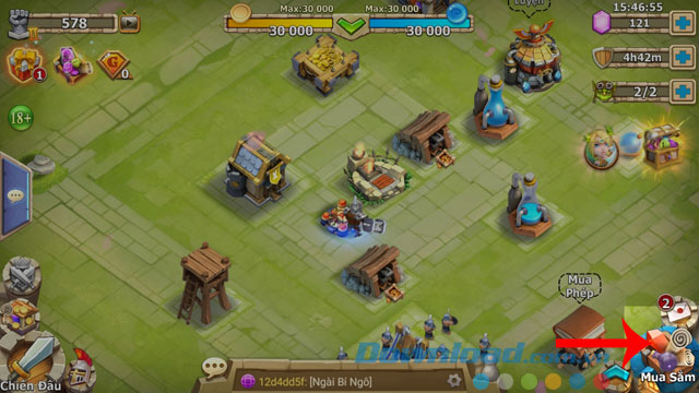 Nhấn vào mục Mua sắm