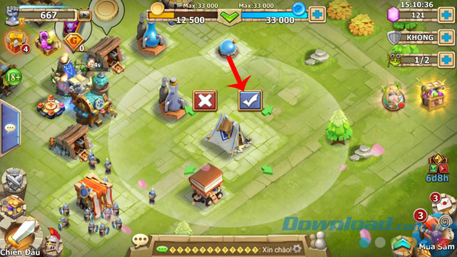 Ấn vào dấu tick