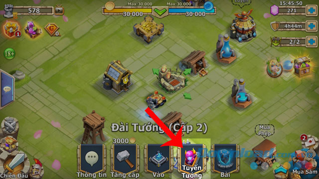 Ấn vào mục Tuyển tướng