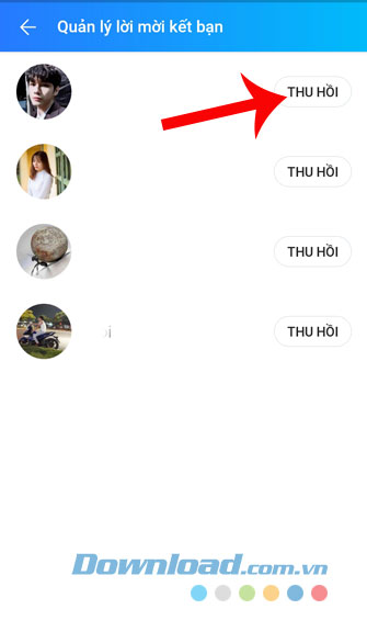 Nhấn nút Thu hồi