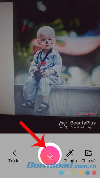 Ấn vào hình tròn có mũi tên đi xuống