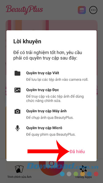 Nhấn vào mục Đã hiểu